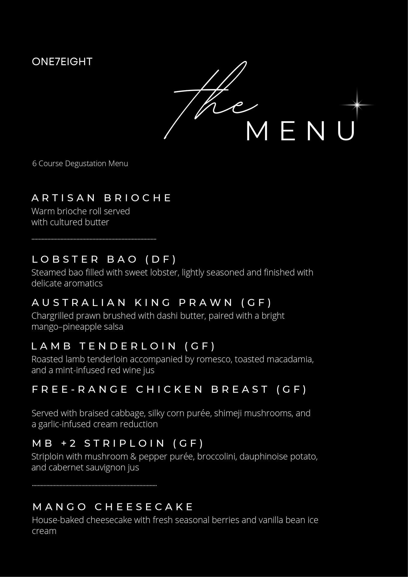 NYE Menu Page 1
